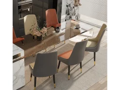 Juego de 2 sillas de comedor FATIVO - Microfibra imitación cuero - Patas de metal