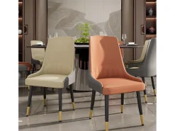 Juego de 2 sillas de comedor FATIVO - Microfibra imitación cuero - Patas de metal