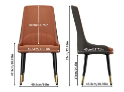 Juego de 2 sillas de comedor FATIVO - Microfibra imitación cuero - Patas de metal
