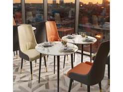 Juego de 2 sillas de comedor FATIVO - Microfibra imitación cuero - Patas de metal