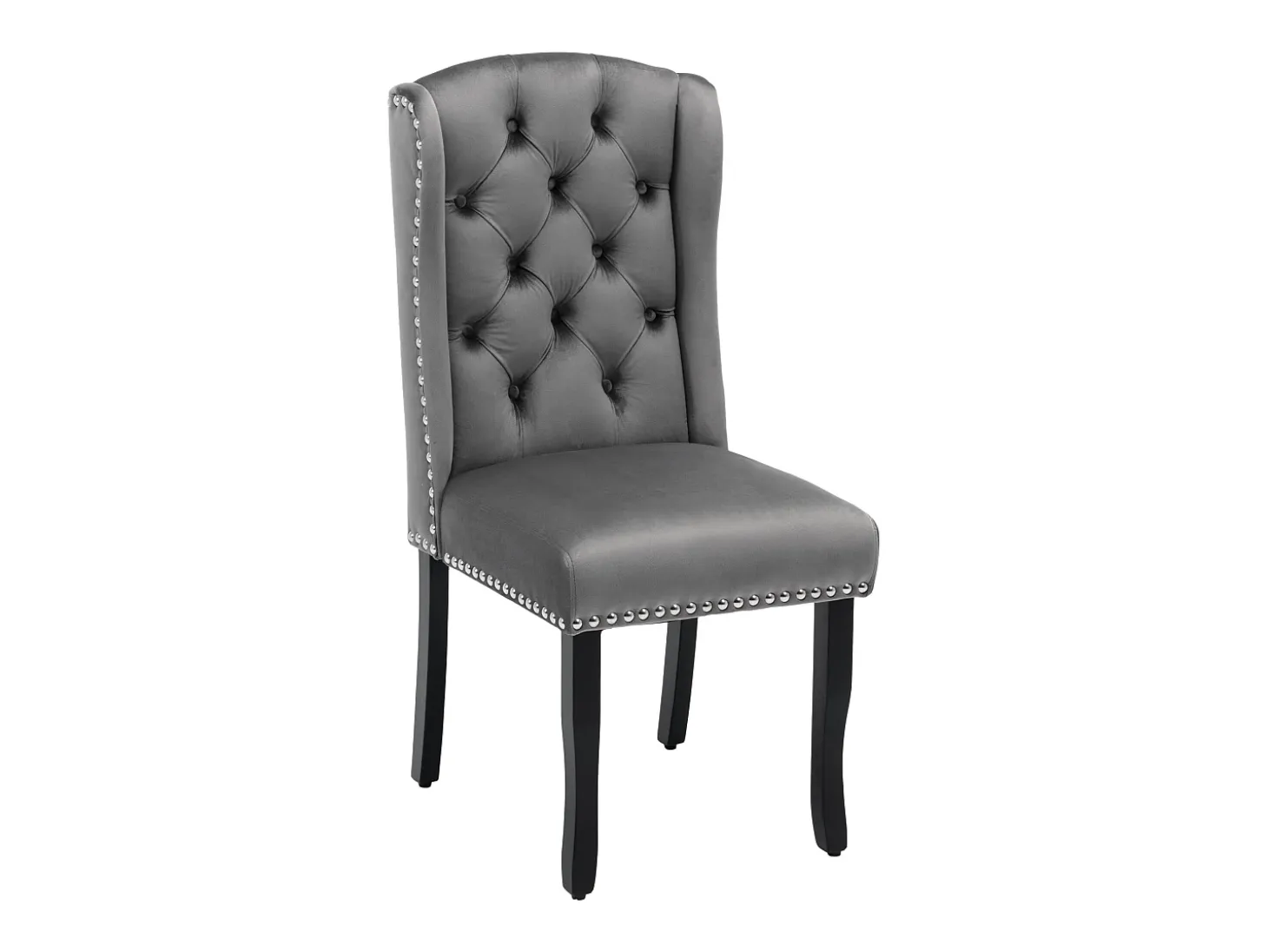 Juego de 4 sillas de comedor de terciopelo, patas de roble, diseño elegante, gris (L 103,68 x An 50,29 x Al 46,36 cm)