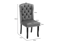 Juego de 4 sillas de comedor de terciopelo, patas de roble, diseño elegante, gris (L 103,68 x An 50,29 x Al 46,36 cm)