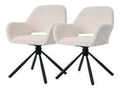 Juego de 2 sillas de comedor - tela sherpa blanca - con reposabrazos y función giratoria