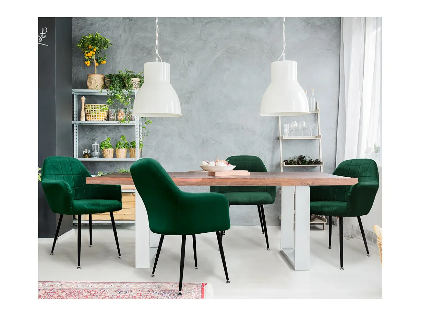 Juego de 6 sillas de comedor cocina terciopelo verde ML-DESIGN