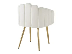 Juego de 4 sillas de comedor - 61 x 51,5 x 82 cm - Patas de hierro galvanizado dorado y terciopelo - Beige
