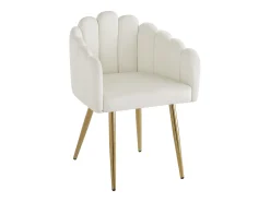 Juego de 4 sillas de comedor - 61 x 51,5 x 82 cm - Patas de hierro galvanizado dorado y terciopelo - Beige