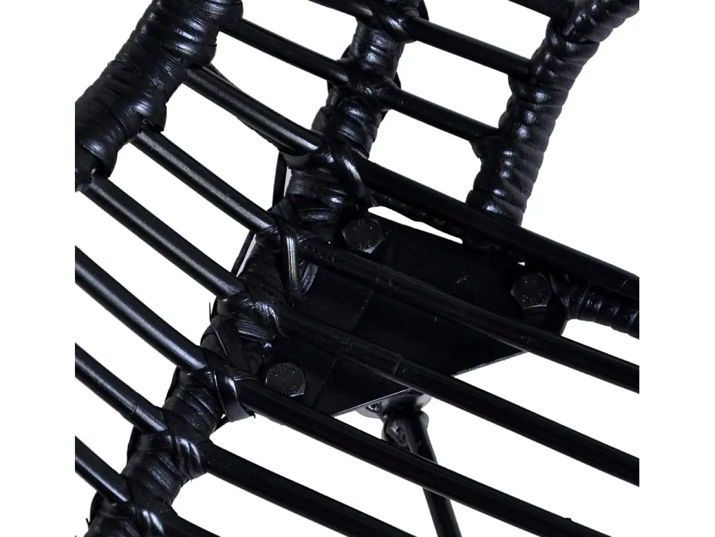 Juego de 4 sillas de comedor de ratán natural negro