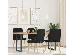 Juego de 4 sillas de comedor de tela negra