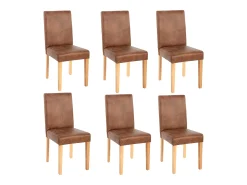 Juego de 6 sillas de comedor Littau de piel sintética, textil, imitación de ante, patas claras