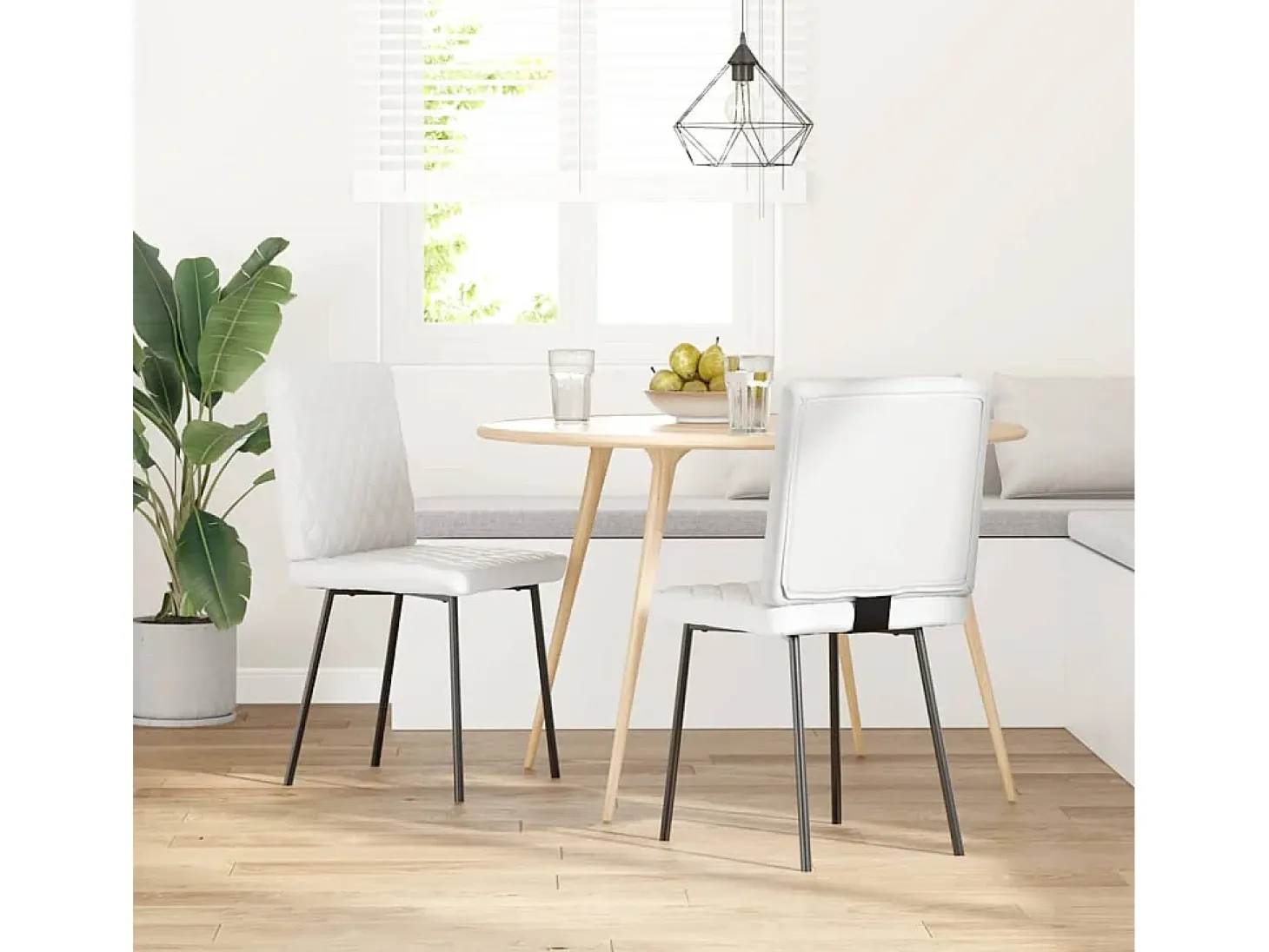 Juego de 2 sillas de comedor de piel sintética blanca