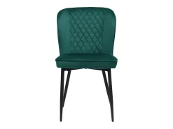 Juego de 2 sillas de comedor, color verde, asiento de terciopelo, patas de metal, respaldo ergonómico.