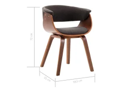 Juego de 2 sillas de comedor de madera curvada gris y tela