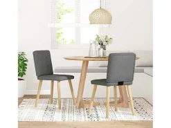 Juego de 2 sillas de comedor de tela gris oscuro