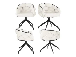 Juego de 4 sillas de comedor giratorias - 61 x 59 x 77,5 cm - Patas de terciopelo y hierro - Beige + negro