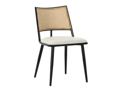 Juego de 2 sillas de comedor con cojín de piel sintética y respaldo de ratán PE - Negro