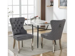 Juego de 2 sillas de comedor - 53 x 62,5 x 94,5 cm - silla tapizada - patas de metal - terciopelo - gris