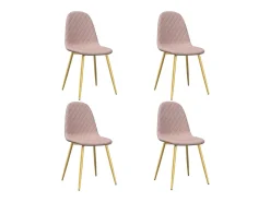 Juego de 4 sillas de comedor de terciopelo rosa