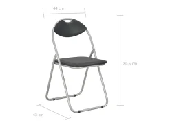 Juego de 4 sillas de comedor plegables de piel sintética negra