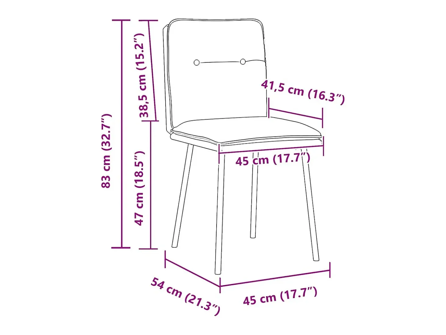 Juego de 2 sillas de comedor de terciopelo amarillo