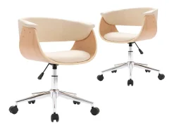 Juego de 2 sillas de comedor giratorias de polipiel color crema