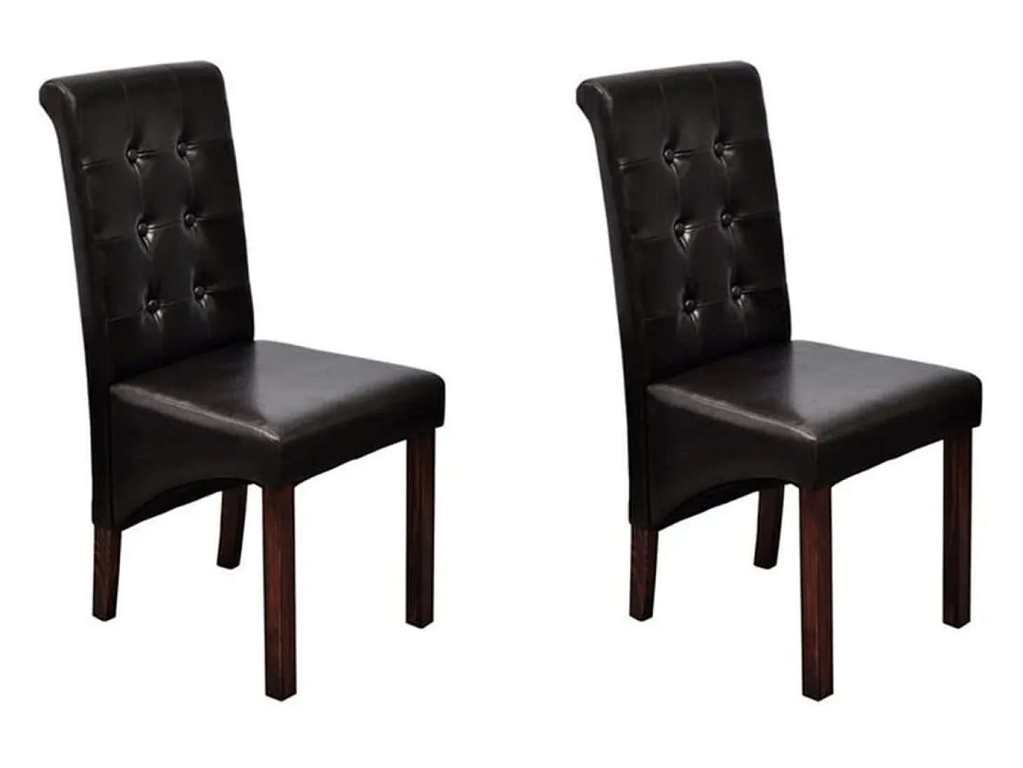 Juego de 2 sillas de comedor de piel sintética marrón