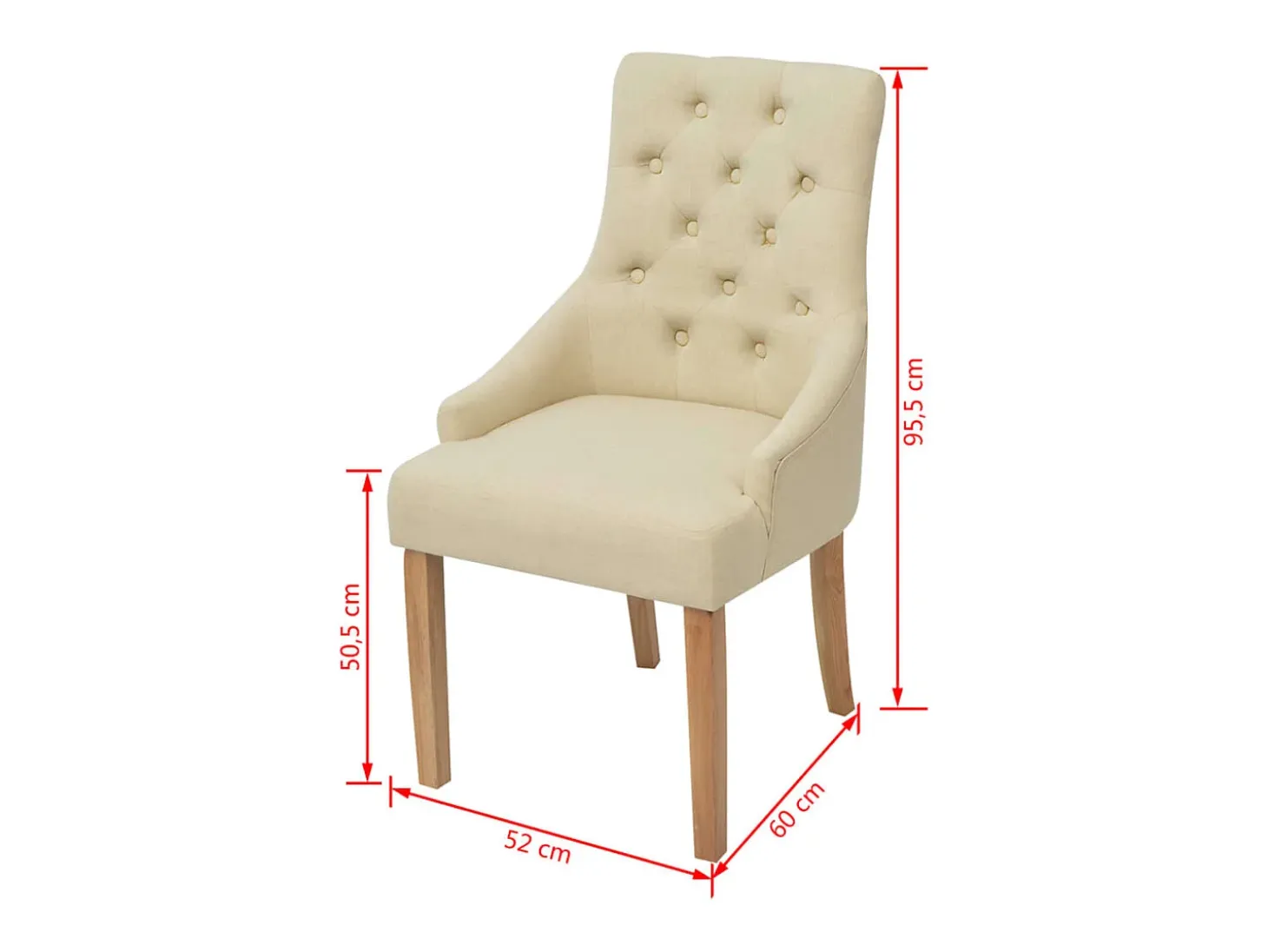 Juego de 2 sillas de comedor de tela color crema