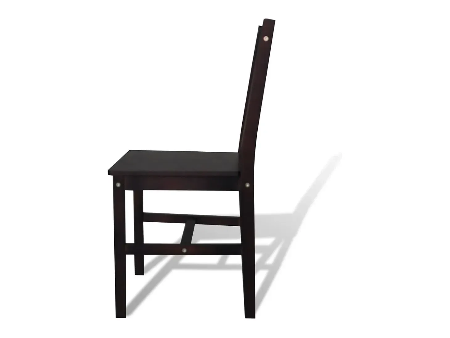 Juego de 4 sillas de comedor de madera de pino marrón oscuro