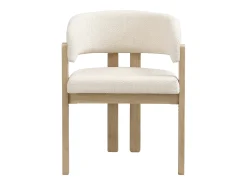 Juego de 6 sillas de comedor de madera maciza - 60 x 51 x 80 cm - respaldo curvo - tapizado de bucle - natural