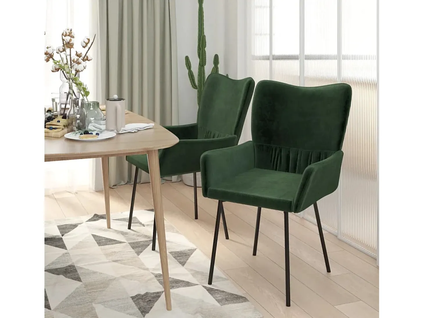 Juego de 2 Sillas de comedor terciopelo verde oscuro ES193429