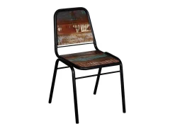Juego de 4 sillas de comedor de madera maciza recuperada