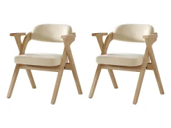 Juego de 2 sillas de comedor plegables - plegables y plegables - cojín de terciopelo - 64,5 x 66,5 x 73 cm - madera - beige