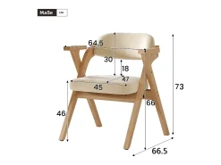 Juego de 2 sillas de comedor plegables - plegables y plegables - cojín de terciopelo - 64,5 x 66,5 x 73 cm - madera - beige