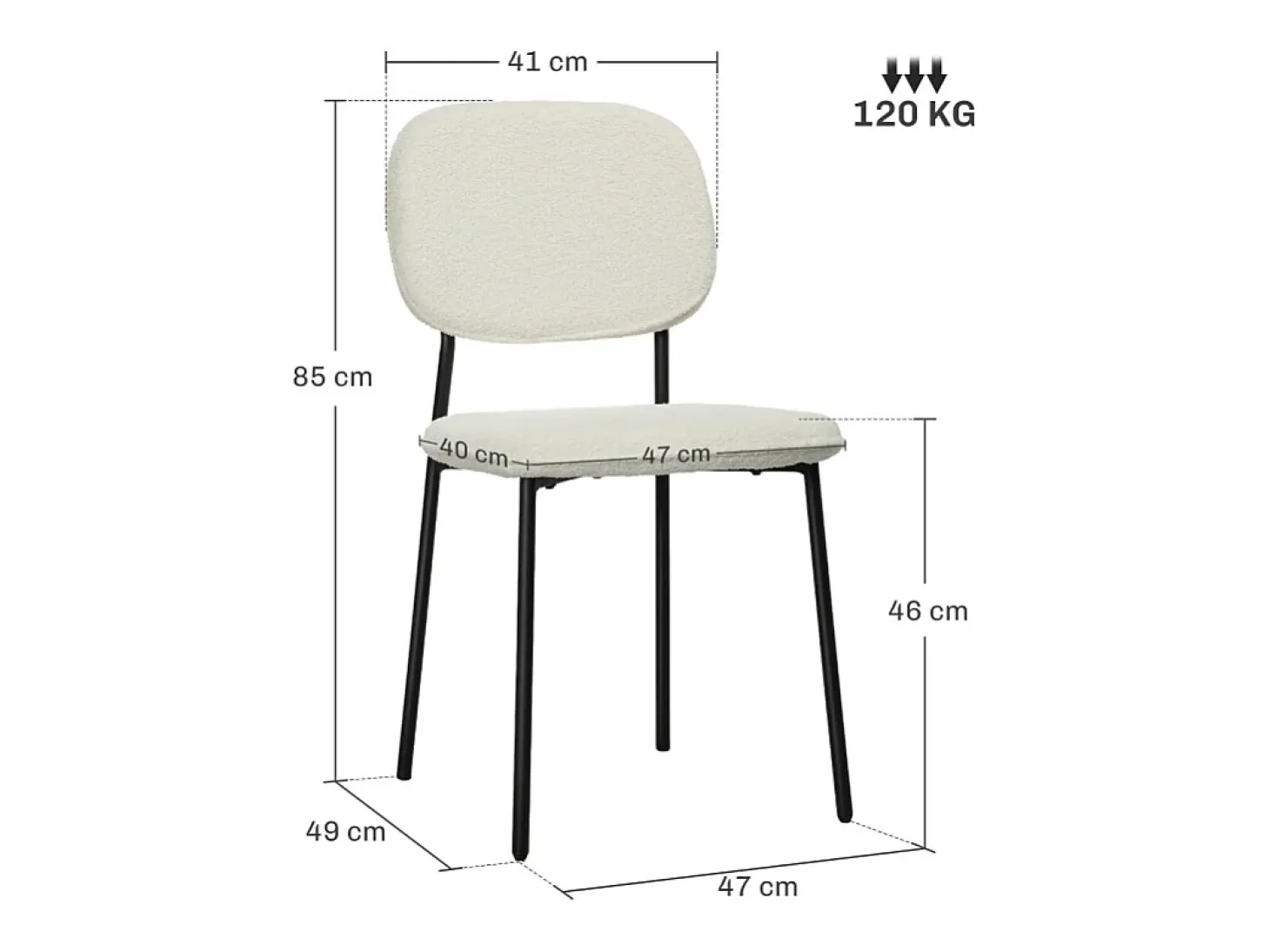 Juego de 4 sillas de comedor, sillas de cocina tapizadas con respaldo, aspecto terciopelo, patas de acero, color blanco