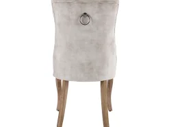 Juego de 2 sillas de comedor de terciopelo - Acolchado de botones - Crema