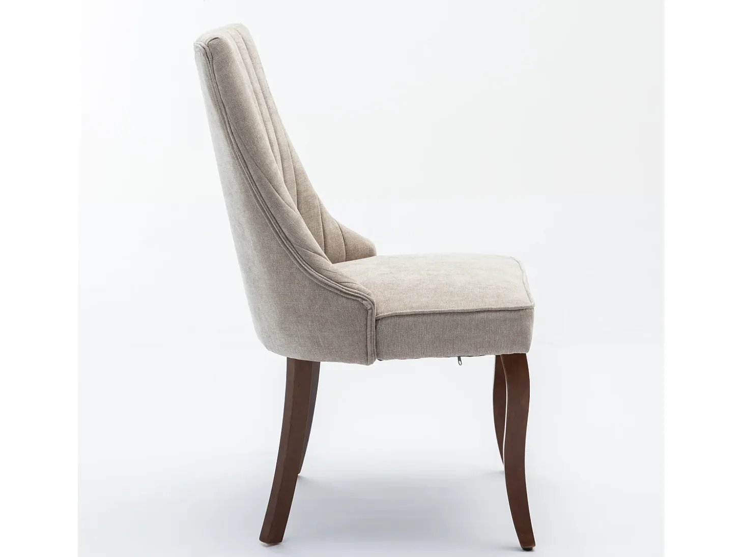 Juego de 2 sillas de comedor con respaldo acolchado y patas de madera - Chenilla beige