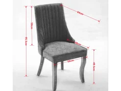 Juego de 2 sillas de comedor con respaldo acolchado y patas de madera - Chenilla beige
