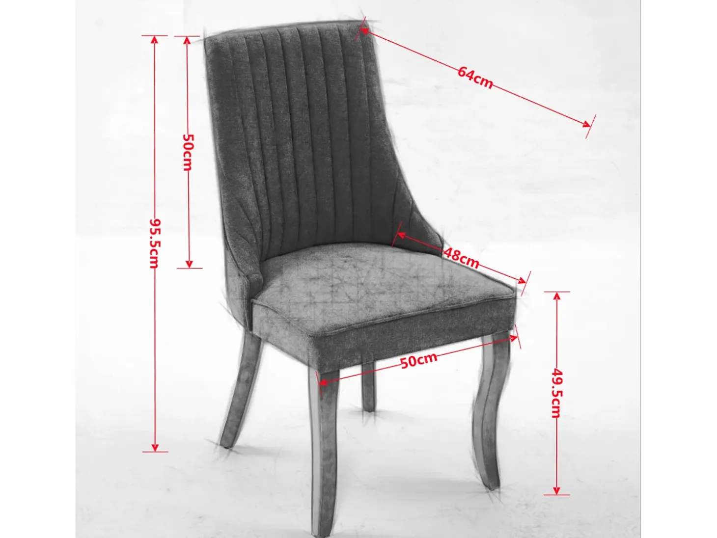 Juego de 2 sillas de comedor con respaldo acolchado y patas de madera - Chenilla beige