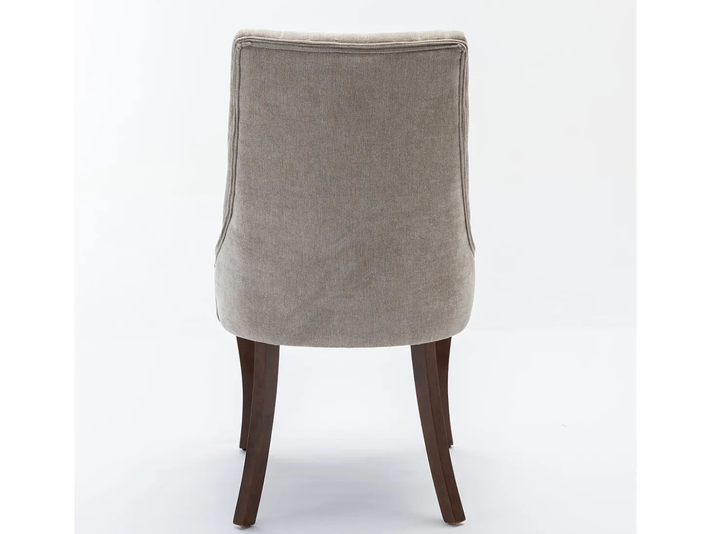 Juego de 2 sillas de comedor con respaldo acolchado y patas de madera - Chenilla beige