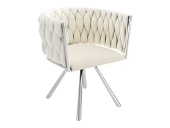 Juego de 2 sillas de comedor de terciopelo, giratorias 360°, con base de metal de 4 patas, beige y plateado