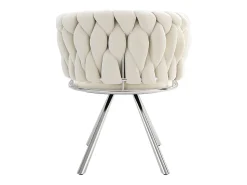 Juego de 2 sillas de comedor de terciopelo, giratorias 360°, con base de metal de 4 patas, beige y plateado
