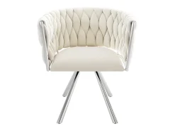 Juego de 2 sillas de comedor de terciopelo, giratorias 360°, con base de metal de 4 patas, beige y plateado
