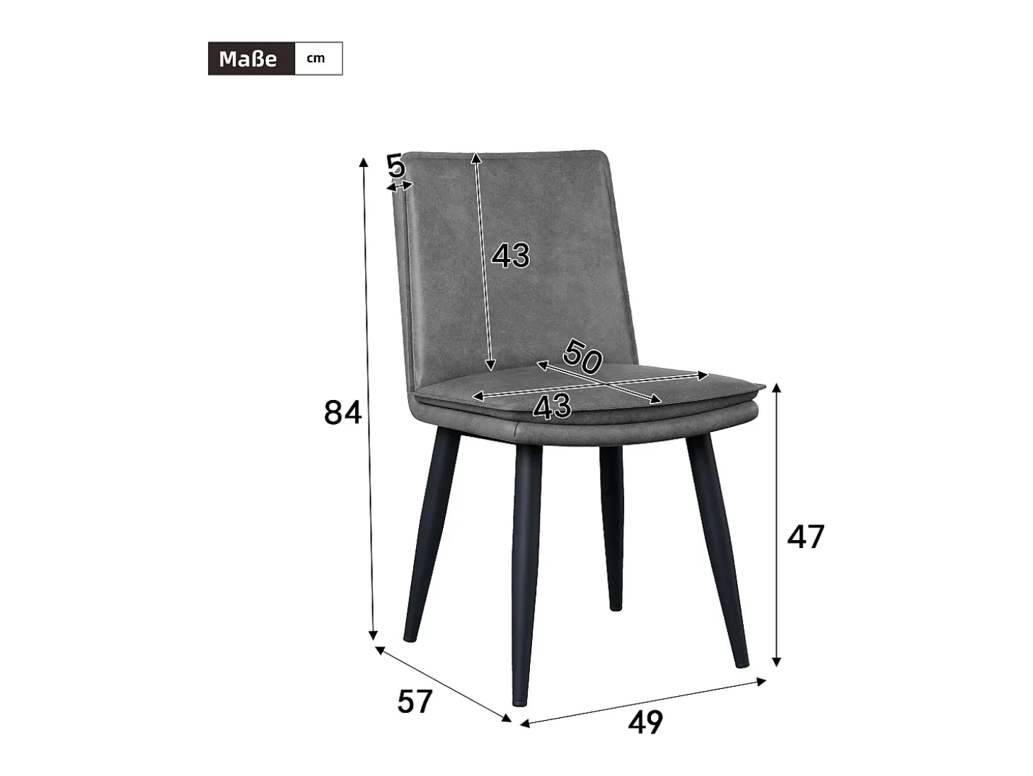 Juego de 6 sillas de comedor, PU gris, con asientos acolchados de doble capa - para comedores y salas de estar