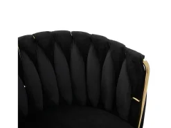 Juego de 2 sillas de comedor de terciopelo negro con función giratoria y patas de metal dorado