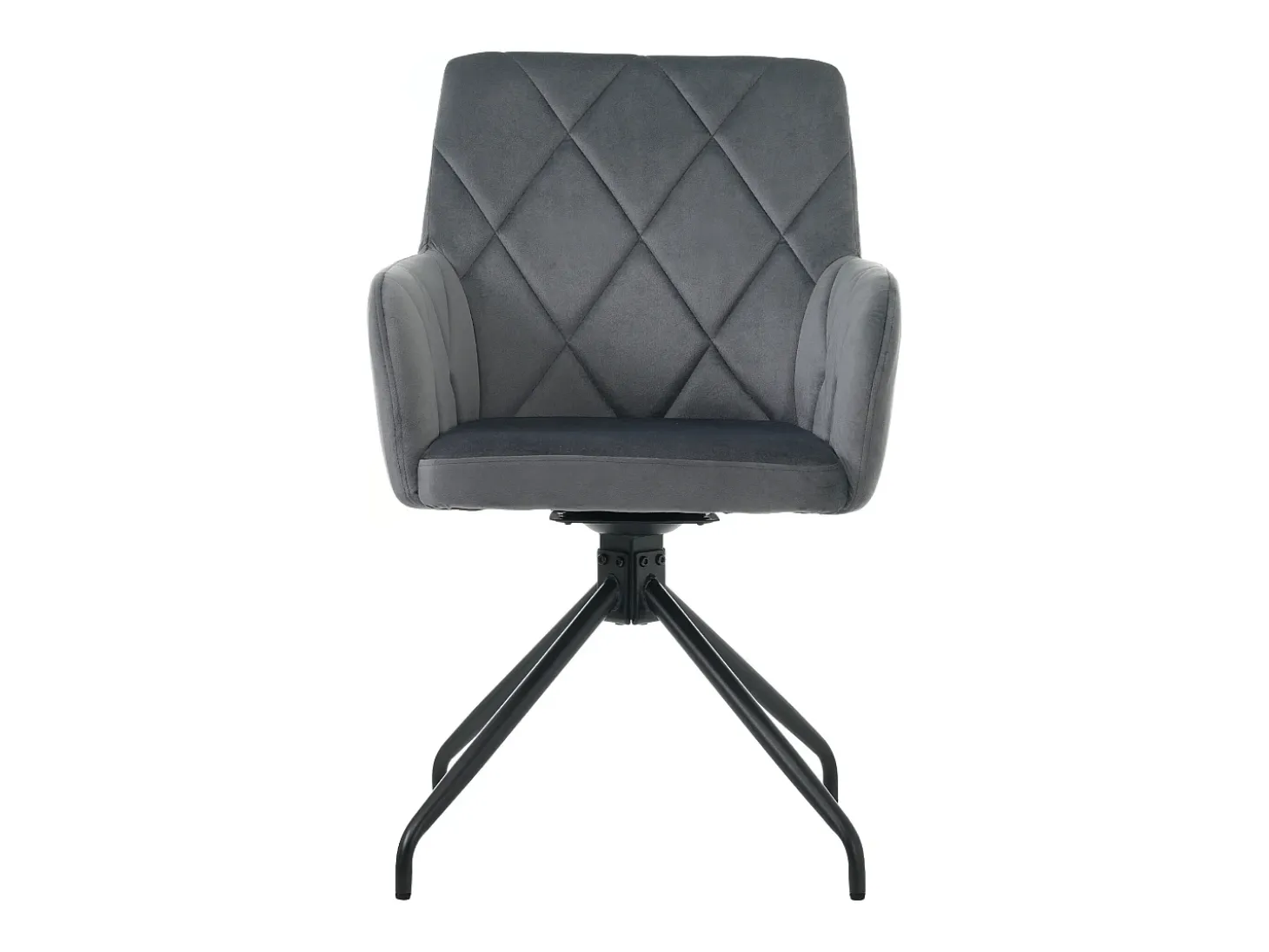 Juego de 2 sillas de comedor giratorias de terciopelo gris oscuro con reposabrazos y respaldo y patas de metal