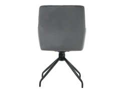 Juego de 2 sillas de comedor giratorias de terciopelo gris oscuro con reposabrazos y respaldo y patas de metal