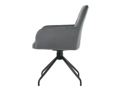 Juego de 2 sillas de comedor giratorias de terciopelo gris oscuro con reposabrazos y respaldo y patas de metal