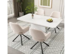 Juego de 2 sillas de comedor giratorias de terciopelo con reposabrazos, diseño moderno – beige