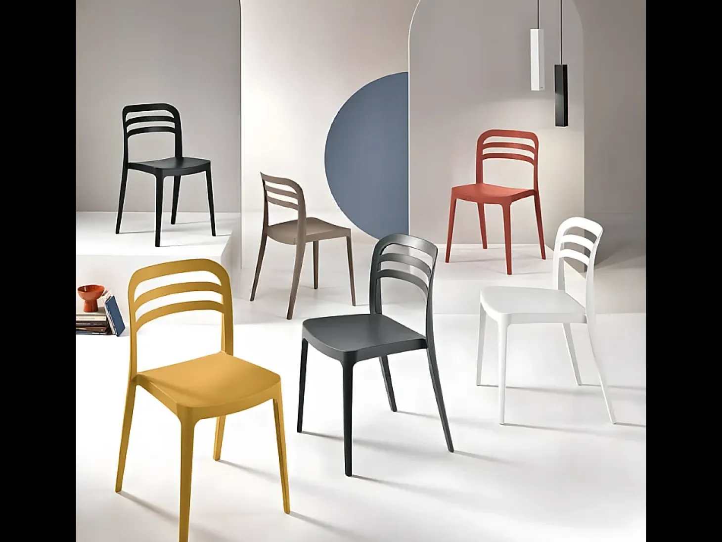 Juego de 4 sillas de comedor amarillo "Guapa" en polipropileno cm 50x51 82h