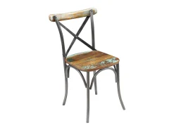 Juego de 2 sillas de comedor de madera maciza recuperada