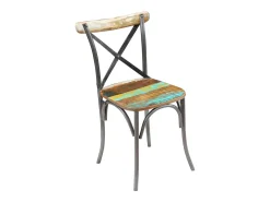 Juego de 2 sillas de comedor de madera maciza recuperada
